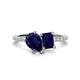 1 - Zahara 9x7 mm Pear Blue Sapphire and 7x5 mm Emerald Cut Lab Created Blue Sapphire 2 Stone Duo Ring 