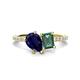 1 - Zahara 9x7 mm Pear Blue Sapphire and 7x5 mm Emerald Cut Lab Created Alexandrite 2 Stone Duo Ring 
