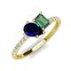 4 - Zahara 9x7 mm Pear Blue Sapphire and 7x5 mm Emerald Cut Lab Created Alexandrite 2 Stone Duo Ring 