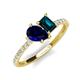 4 - Zahara 9x7 mm Pear Blue Sapphire and 7x5 mm Emerald Cut London Blue Topaz 2 Stone Duo Ring 