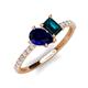 4 - Zahara 9x7 mm Pear Blue Sapphire and 7x5 mm Emerald Cut London Blue Topaz 2 Stone Duo Ring 