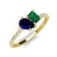 4 - Zahara 9x7 mm Pear Blue Sapphire and 7x5 mm Emerald Cut Lab Created Emerald 2 Stone Duo Ring 