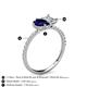 5 - Zahara 9x7 mm Pear Blue Sapphire and 7x5 mm Emerald Cut Forever One Moissanite 2 Stone Duo Ring 