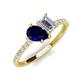 4 - Zahara 9x7 mm Pear Blue Sapphire and 7x5 mm Emerald Cut Forever Brilliant Moissanite 2 Stone Duo Ring 