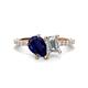 1 - Zahara 9x7 mm Pear Blue Sapphire and 7x5 mm Emerald Cut Forever Brilliant Moissanite 2 Stone Duo Ring 