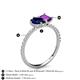 5 - Zahara 9x7 mm Pear Blue Sapphire and 7x5 mm Emerald Cut Amethyst 2 Stone Duo Ring 