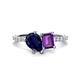 1 - Zahara 9x7 mm Pear Blue Sapphire and 7x5 mm Emerald Cut Amethyst 2 Stone Duo Ring 