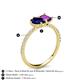 5 - Zahara 9x7 mm Pear Blue Sapphire and 7x5 mm Emerald Cut Amethyst 2 Stone Duo Ring 