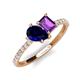 4 - Zahara 9x7 mm Pear Blue Sapphire and 7x5 mm Emerald Cut Amethyst 2 Stone Duo Ring 