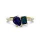 1 - Zahara 9x7 mm Pear Blue Sapphire and 7x5 mm Emerald Cut London Blue Topaz 2 Stone Duo Ring 