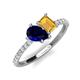 4 - Zahara 9x7 mm Pear Blue Sapphire and 7x5 mm Emerald Cut Citrine 2 Stone Duo Ring 