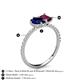 5 - Zahara 9x7 mm Pear Blue Sapphire and 7x5 mm Emerald Cut Rhodolite Garnet 2 Stone Duo Ring 