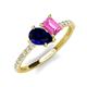 4 - Zahara 9x7 mm Pear Blue Sapphire and 7x5 mm Emerald Cut Lab Created Pink Sapphire 2 Stone Duo Ring 