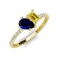 4 - Zahara 9x7 mm Pear Blue Sapphire and 7x5 mm Emerald Cut Lab Created Yellow Sapphire 2 Stone Duo Ring 