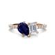 1 - Zahara 9x7 mm Pear Blue Sapphire and 7x5 mm Emerald Cut White Sapphire 2 Stone Duo Ring 