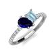 4 - Zahara 9x7 mm Pear Blue Sapphire and 7x5 mm Emerald Cut Aquamarine 2 Stone Duo Ring 