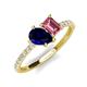 4 - Zahara 9x7 mm Pear Blue Sapphire and 7x5 mm Emerald Cut Pink Tourmaline 2 Stone Duo Ring 