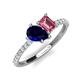 4 - Zahara 9x7 mm Pear Blue Sapphire and 7x5 mm Emerald Cut Pink Tourmaline 2 Stone Duo Ring 