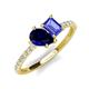 4 - Zahara 9x7 mm Pear Blue Sapphire and 7x5 mm Emerald Cut Tanzanite 2 Stone Duo Ring 