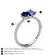 5 - Zahara 9x7 mm Pear Blue Sapphire and 7x5 mm Emerald Cut Tanzanite 2 Stone Duo Ring 