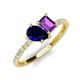 4 - Zahara 9x7 mm Pear Blue Sapphire and 7x5 mm Emerald Cut Amethyst 2 Stone Duo Ring 