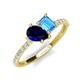 4 - Zahara 9x7 mm Pear Blue Sapphire and 7x5 mm Emerald Cut Blue Topaz 2 Stone Duo Ring 