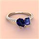 3 - Zahara 9x7 mm Pear Blue Sapphire and 7x5 mm Emerald Cut Iolite 2 Stone Duo Ring 