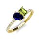 4 - Zahara 9x7 mm Pear Blue Sapphire and 7x5 mm Emerald Cut Peridot 2 Stone Duo Ring 