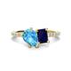 1 - Zahara 9x6 mm Pear Blue Topaz and 7x5 mm Emerald Cut Lab Created Blue Sapphire 2 Stone Duo Ring 