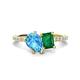 1 - Zahara 9x6 mm Pear Blue Topaz and 7x5 mm Emerald Cut Lab Created Emerald 2 Stone Duo Ring 