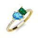 4 - Zahara 9x6 mm Pear Blue Topaz and 7x5 mm Emerald Cut Lab Created Emerald 2 Stone Duo Ring 