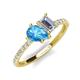 4 - Zahara 9x6 mm Pear Blue Topaz and IGI Certified 7x5 mm Emerald Cut Lab Grown Diamond 2 Stone Duo Ring 