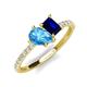 4 - Zahara 9x6 mm Pear Blue Topaz and 7x5 mm Emerald Cut Lab Created Blue Sapphire 2 Stone Duo Ring 