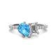 1 - Zahara 9x6 mm Pear Blue Topaz and IGI Certified 7x5 mm Emerald Cut Lab Grown Diamond 2 Stone Duo Ring 