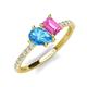 4 - Zahara 9x6 mm Pear Blue Topaz and 7x5 mm Emerald Cut Lab Created Pink Sapphire 2 Stone Duo Ring 