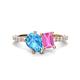 1 - Zahara 9x6 mm Pear Blue Topaz and 7x5 mm Emerald Cut Lab Created Pink Sapphire 2 Stone Duo Ring 