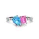 1 - Zahara 9x6 mm Pear Blue Topaz and 7x5 mm Emerald Cut Lab Created Pink Sapphire 2 Stone Duo Ring 