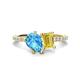 1 - Zahara 9x6 mm Pear Blue Topaz and 7x5 mm Emerald Cut Lab Created Yellow Sapphire 2 Stone Duo Ring 