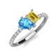 4 - Zahara 9x6 mm Pear Blue Topaz and 7x5 mm Emerald Cut Lab Created Yellow Sapphire 2 Stone Duo Ring 