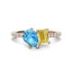 1 - Zahara 9x6 mm Pear Blue Topaz and 7x5 mm Emerald Cut Lab Created Yellow Sapphire 2 Stone Duo Ring 
