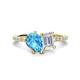 1 - Zahara 9x6 mm Pear Blue Topaz and 7x5 mm Emerald Cut White Sapphire 2 Stone Duo Ring 