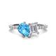 1 - Zahara 9x6 mm Pear Blue Topaz and 7x5 mm Emerald Cut White Sapphire 2 Stone Duo Ring 