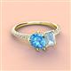 3 - Zahara 9x6 mm Pear Blue Topaz and 7x5 mm Emerald Cut Aquamarine 2 Stone Duo Ring 