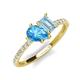 4 - Zahara 9x6 mm Pear Blue Topaz and 7x5 mm Emerald Cut Aquamarine 2 Stone Duo Ring 