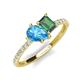 4 - Zahara 9x6 mm Pear Blue Topaz and 7x5 mm Emerald Cut Lab Created Alexandrite 2 Stone Duo Ring 