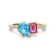 1 - Zahara 9x6 mm Pear Blue Topaz and 7x5 mm Emerald Cut Pink Tourmaline 2 Stone Duo Ring 