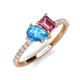4 - Zahara 9x6 mm Pear Blue Topaz and 7x5 mm Emerald Cut Pink Tourmaline 2 Stone Duo Ring 