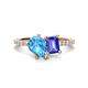 1 - Zahara 9x6 mm Pear Blue Topaz and 7x5 mm Emerald Cut Tanzanite 2 Stone Duo Ring 