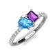 4 - Zahara 9x6 mm Pear Blue Topaz and 7x5 mm Emerald Cut Amethyst 2 Stone Duo Ring 