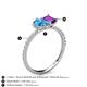 5 - Zahara 9x6 mm Pear Blue Topaz and 7x5 mm Emerald Cut Amethyst 2 Stone Duo Ring 